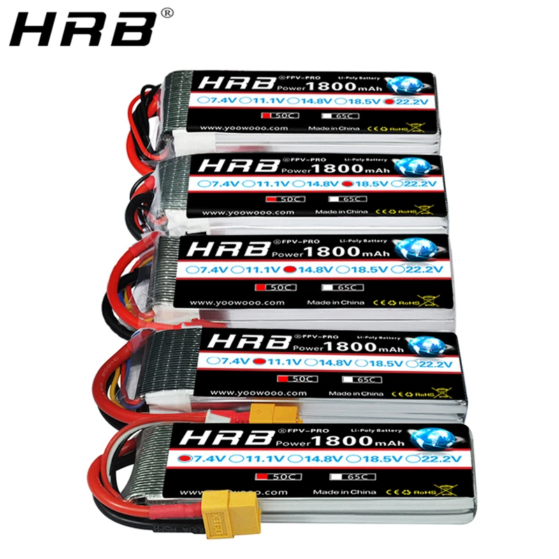 hrb 1800мач 2s 3s lipo аккумулятор 74 в 111 в xt60 t deans 50c 148