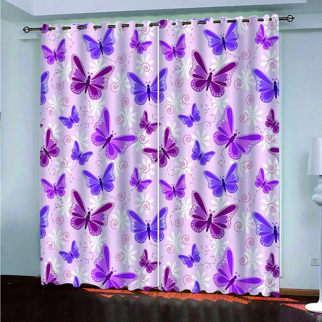 Светонепроницаемые занавески SOFTBATF с принтом в виде Розовых Бабочек тканевые