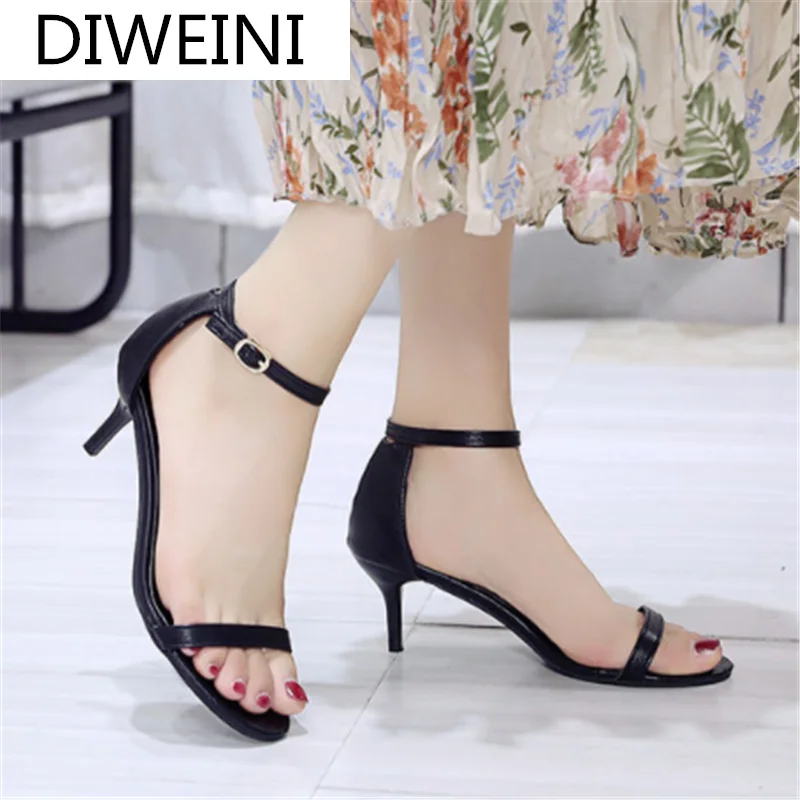 

2021 High Heels Summer Women Sandals Retro Buckle Outdoor Comfortable Open Toe Women Shoes Sexy Party Dress Stilettos for Woman