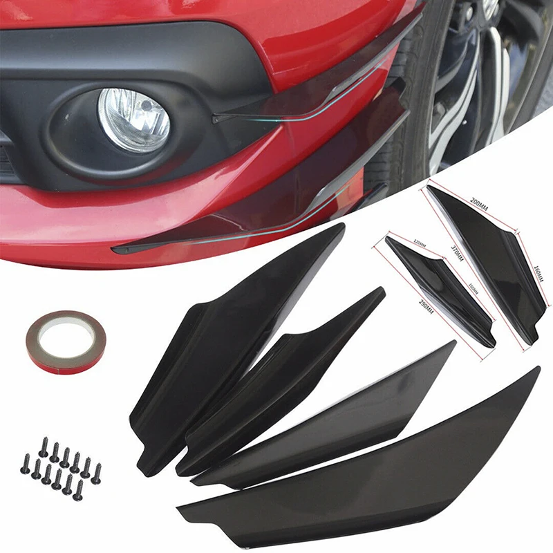 

4PCS Universal Car Front Bumper Lip Splitter Fins Body Spoiler Canards Refit Kit