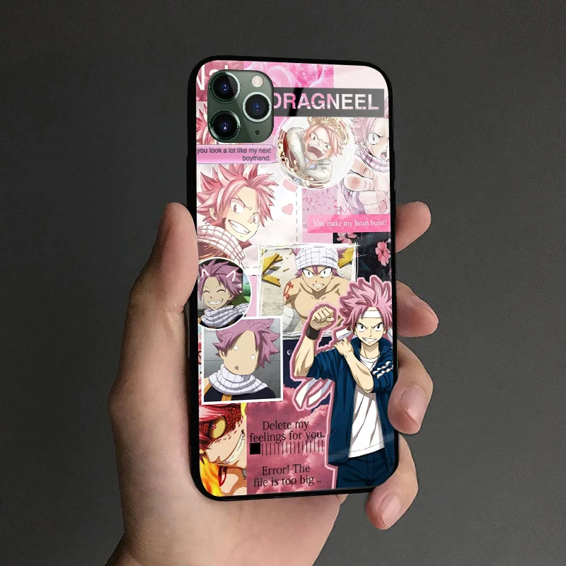 dragneel natsufairy tail cover for iphone se 6s 7 8 x xr xs 11 pro max samsung s note 10 20 plus glass phone case shell free global shipping