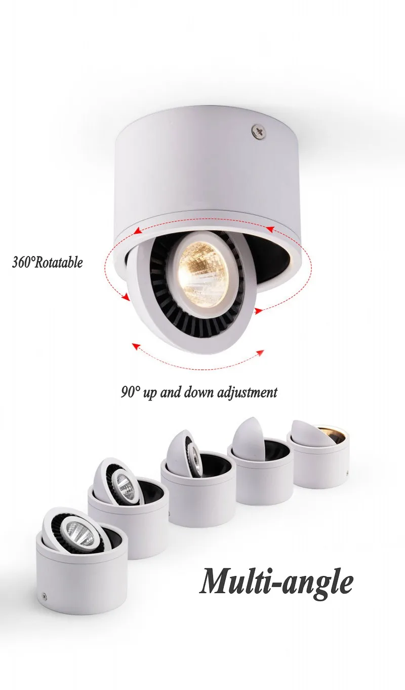 Lámpara empotrada de techo regulable, luz LED COB de 5W, 7W, 9W, 15W, ángulo ajustable, iluminación interior, AC110/220V