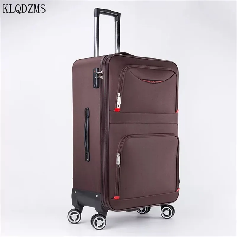 KLQDZMS 20’’22’’24’’26’’28 Inch Carry On Luggage Spinner Oxford Simple Style Travel Suitcase Wheeled Box Trolley For Men