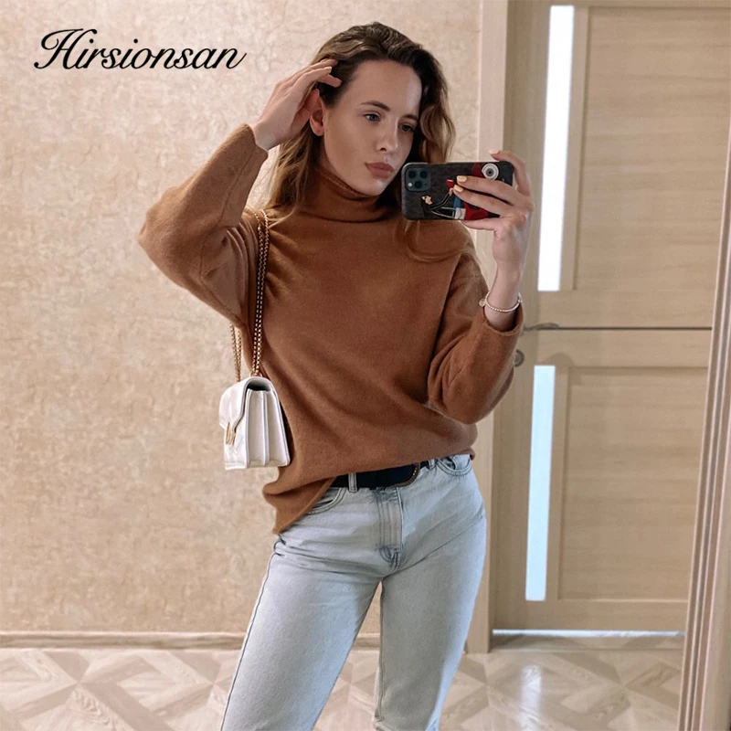 Свитер женский кашемировый с оборками и вырезом корейский стиль кофейный/хаки 2020