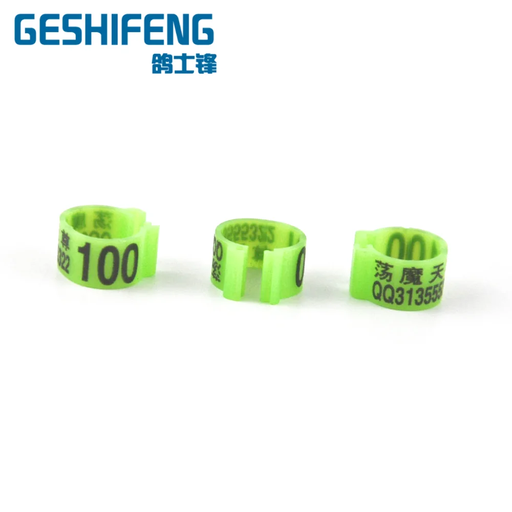 M 100 шт Пластиковые зажимные кольца с номером телефона многоцветные для голубиных