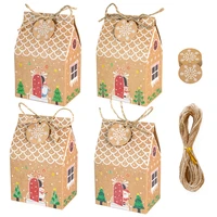 icraft 12sets christmas gingerbread house shape kraft paper box winter birthday candy gift wrapping present packaging for kids