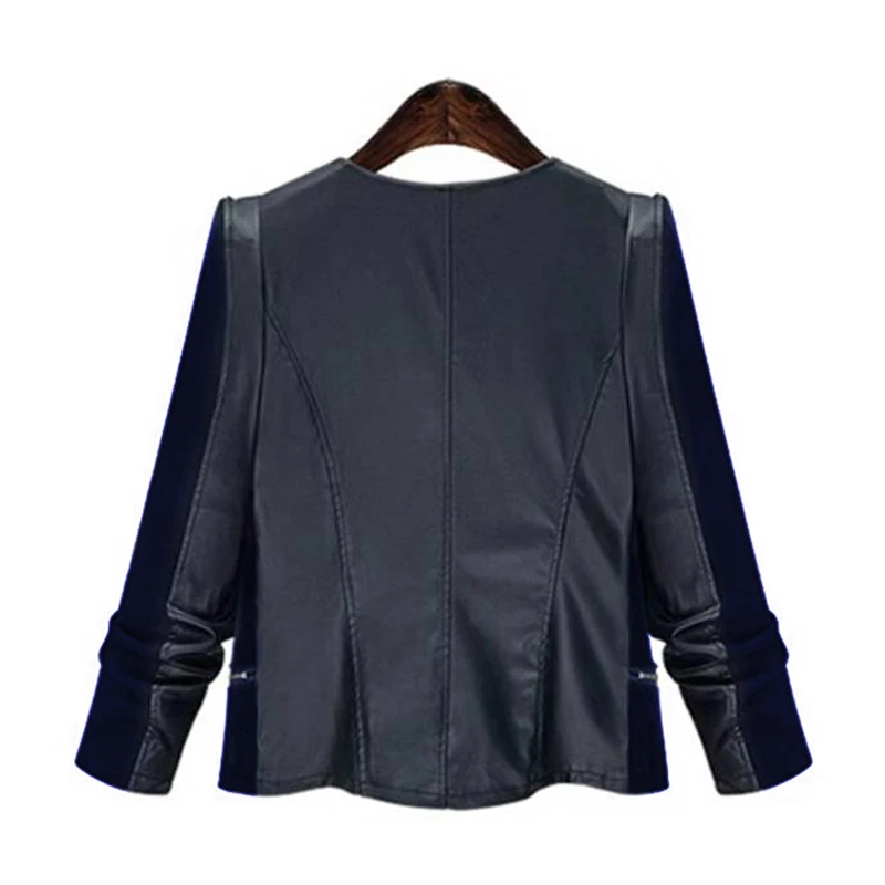 5XL кожаное женское пальто куртка размера плюс лоскутное мотоциклетное пальто для женщин модная женская верхняя одежда на молнии Veste Femme D25