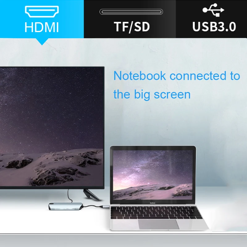 Док станция Basix USB C для ноутбука многофункциональный адаптер HDMI 3 0 хаб с TF SD