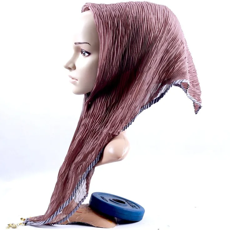 

Hijab Scarf Muslim Fashion Chiffon Hijab Turbans For Women Solid Color Pleated Headscarf Bandana 2021 Elegant African Head Wraps
