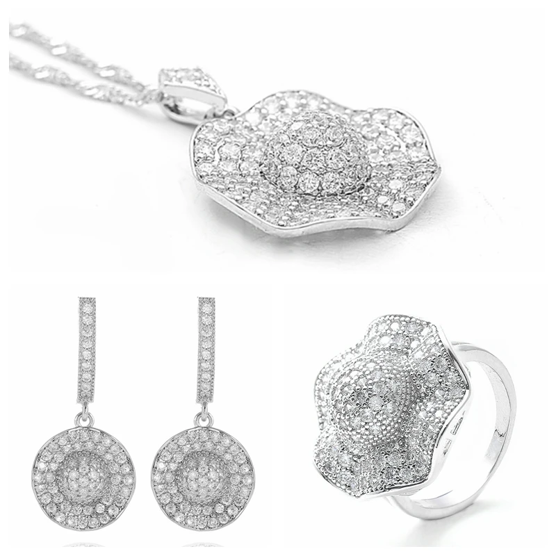 Роскошные женские свадебные комплекты ювелирных изделий для женщин белый