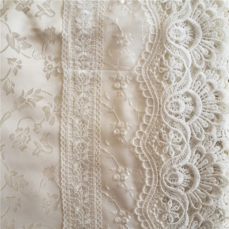 Скатерть кружевная с вышивкой CK078 роскошная льняная скатерть молочного цвета