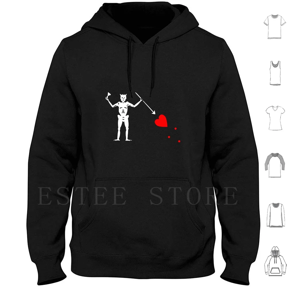 

Pirate Flag Edward Teach Hoodies Pirate White Black Piracy Historic Vintage Jolly Roger Skull And Crossbones