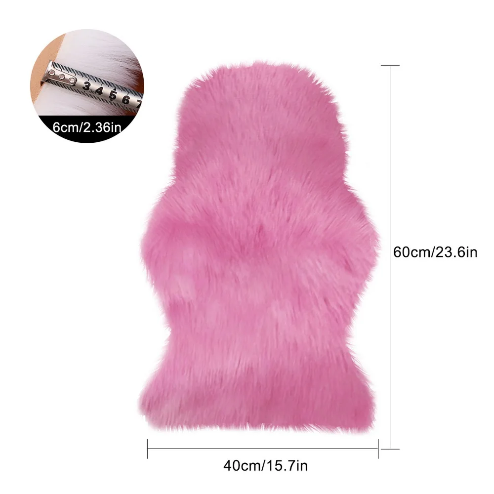 B 40x60cm pink2 Роскошный прямоугольный коврик из мягкой овчины, Пушистый Ковер из искусственного белого меха, мохнатый длинный ворс, сплошной мат, коврик для гостиной, домашний декор - Цвет: B 40x60cm pink2