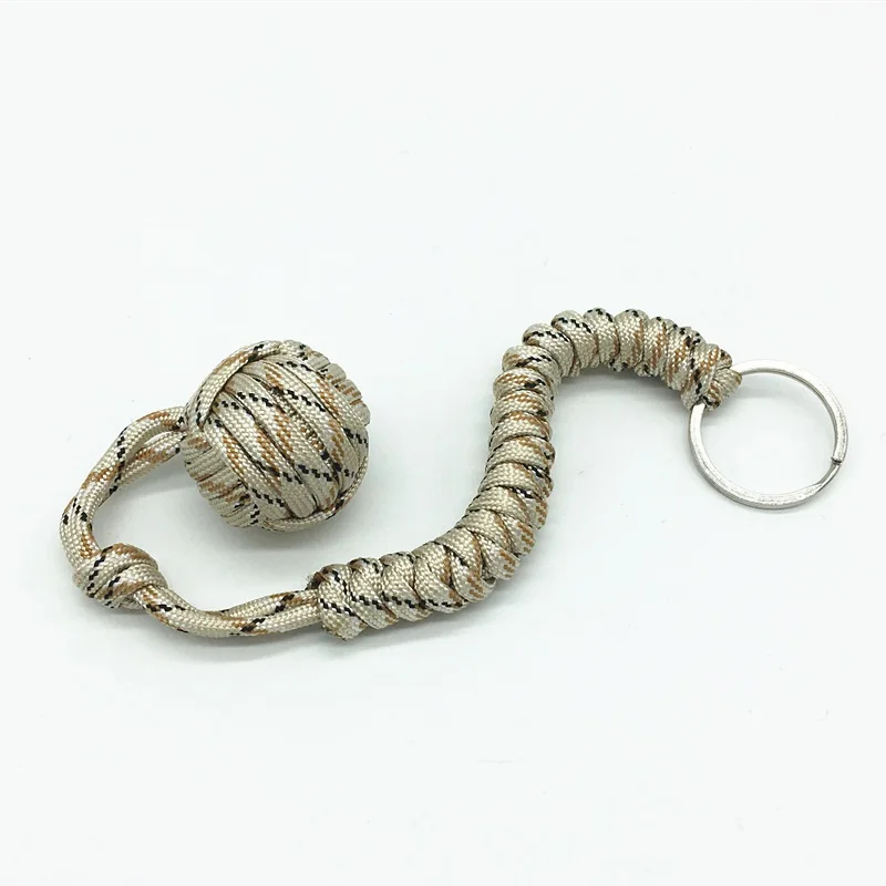 

Hot Outdoor Security Protection Black Monkey Fist Steel Ball Designed for women and kids Self Defense Lanyard Survival Key Chain