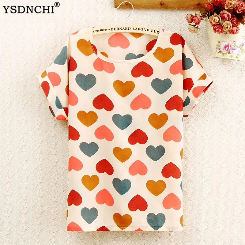 YSDNCHI женские блузки с принтом женская одежда шифоновая блузка размера плюс