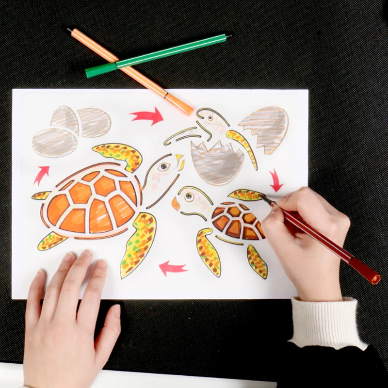 Комплект из 4 предметов Трафареты моря для черепах и лягушек картина шаблон DIY