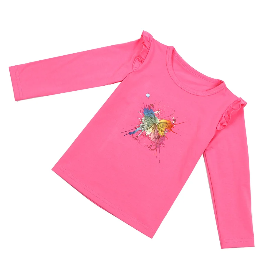 Детская одежда осенняя модная футболка с длинным рукавом для девочек