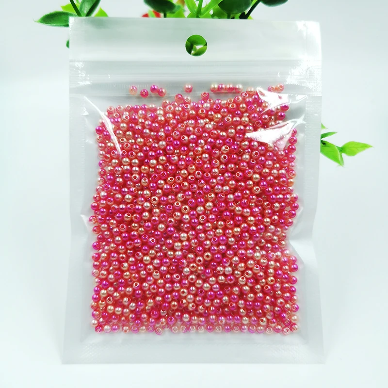 New Mix Rainbow Color Round 3mm ABS Imitation Pearl Plastic Beads Hole 1.0mm Loose Beads Diy Jewelry Necklace Making 1000PCS