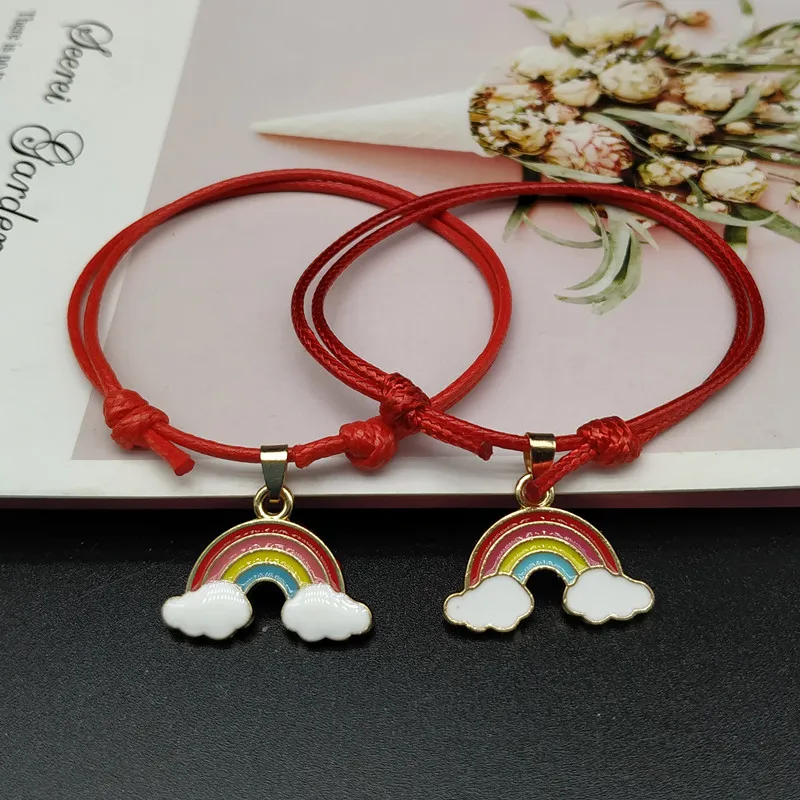 Модные радужные браслеты 2 шт. индивидуальный веревочный браслет для пар парные