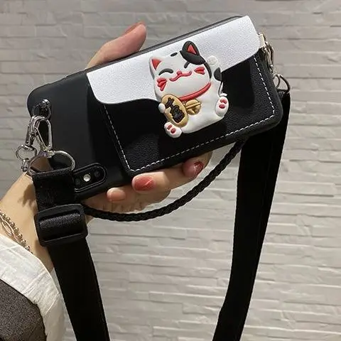 

Apple 12 mobile phone case 11Pro/iPhonexs new year lucky cat coin purse 7/8p/xr diagonally across SE2 portable