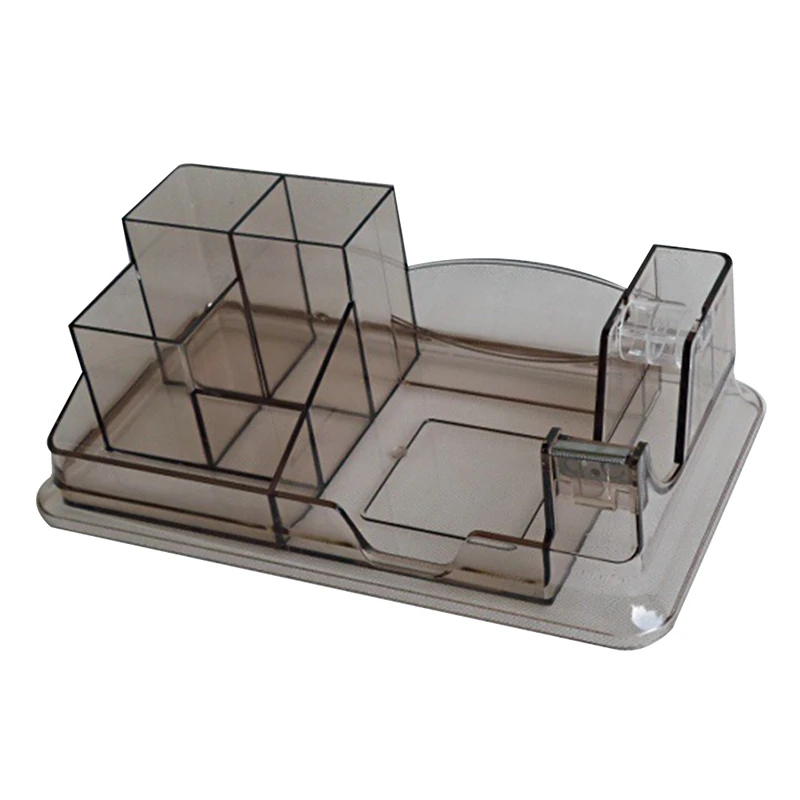 

Transparent Desk Organizer Student Stationery Storage Box Multi-Function Office Accessories Pen Holder