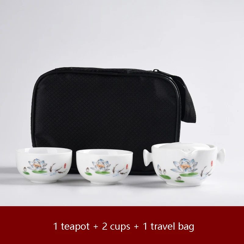 Керамические чайники gaiwan чайники Китайский чайный набор для путешествия с сумкой для путешествий - Цвет: 09