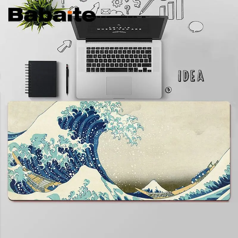 

Babaite Top Quality Japanese wave Art laptop Gaming mouse pad Free Shipping Large Mouse Pad Keyboards Mat