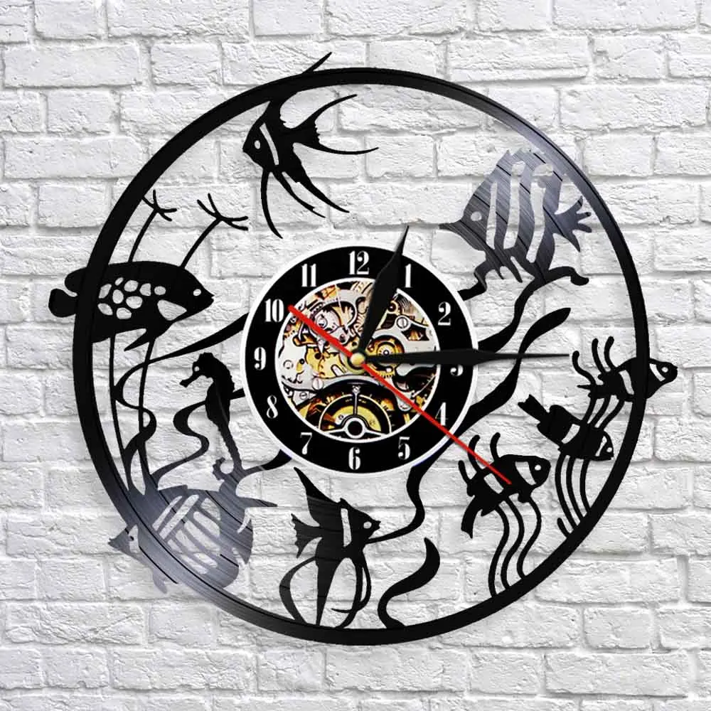 Настенные часы с изображением золотой рыбки минимальный домашний декор