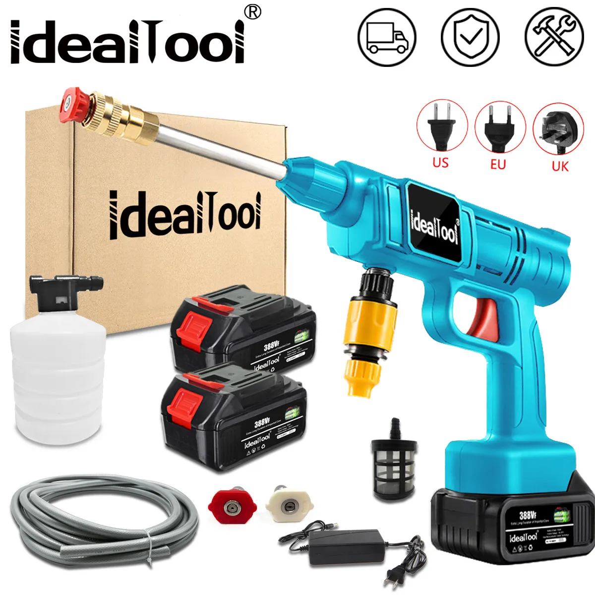 Дешево Беспроводной водяной пистолет высокого давления 18 в для мойки автомобиля, портативный генератор пены высокого давления для Makita, батарея 18 в