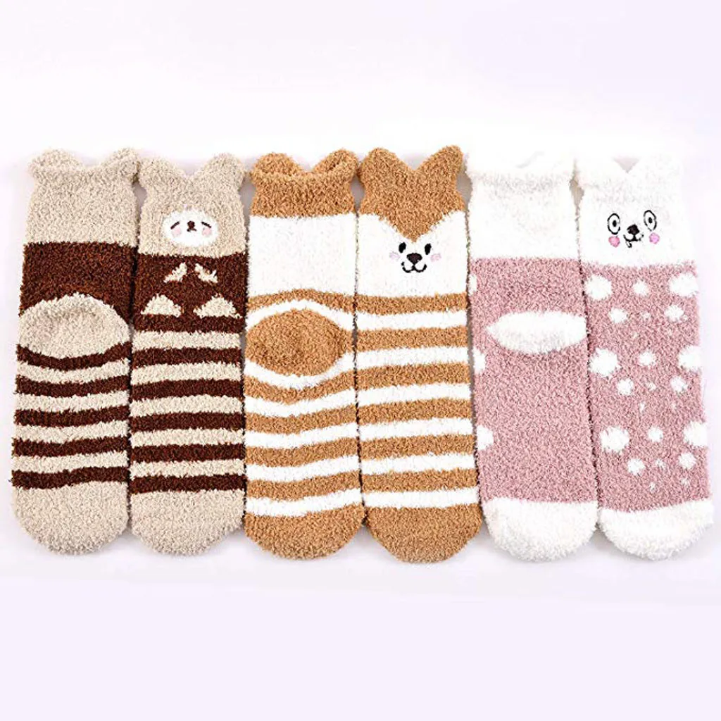 2020 пушистые теплые женские милые термо зимние толстые повседневные носки