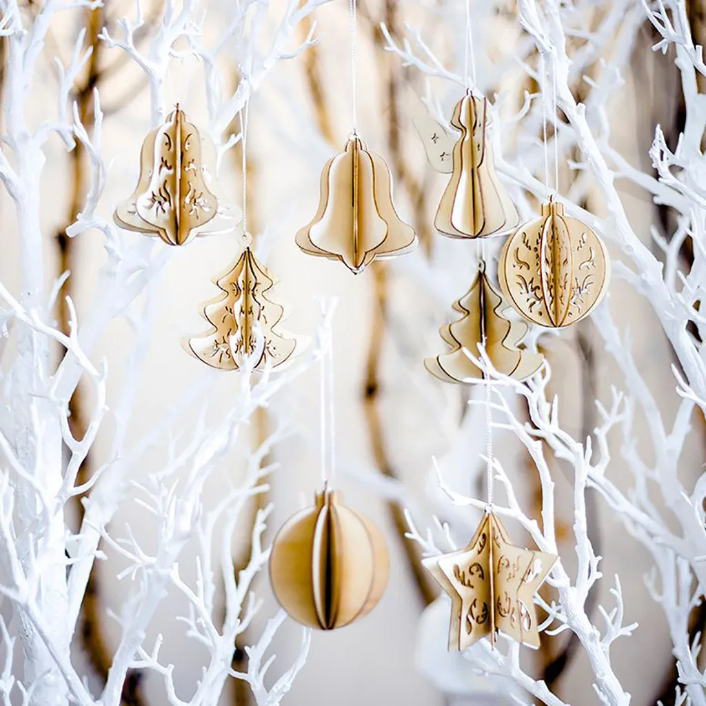 Новогодняя натуральная Деревянная Рождественская елка орнамент деревянные