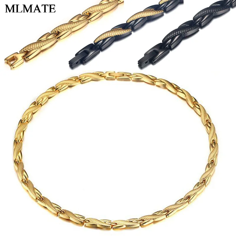 Health Energy Cross Stainless Steel Magnetic Necklace Men Gold-color Chain Link Necklaces for Women Jewelry | Украшения и