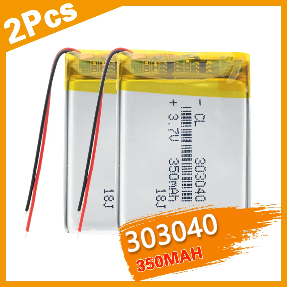 2 шт. 303040 литий полимерная батарея Перезаряжаемые ионная аккумуляторная 3 7 V 350mAh с