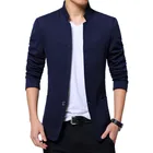 Брендовый Блейзер Для мужчин куртки с воротником-стойкой и Пиджаки Slim Fit Для мужчин s пиджак Черная куртка Для мужчин размера плюс S-5XL