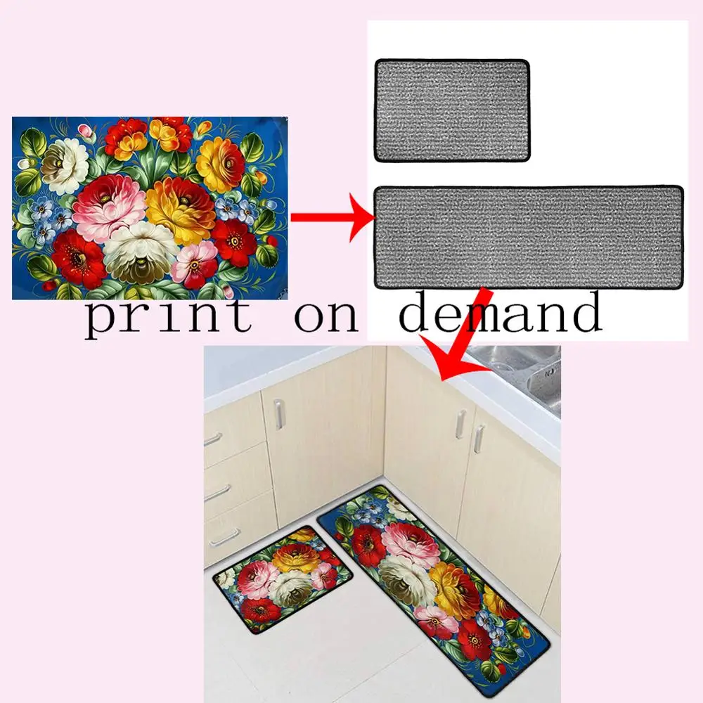 Новый Кухня коврик цифровая печать по требованию анти скольжения современные