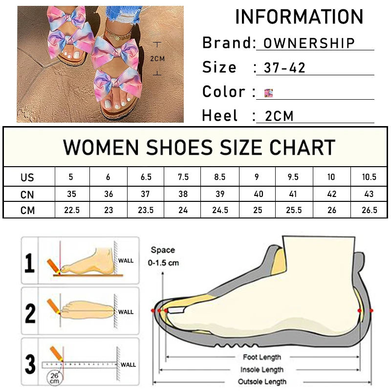 

2020 Women's Bowties Slippers Woman Mix Color Beach Shoes Ladies Flat Women Knot Slides Female Casual Fashion Footwear Plus Size