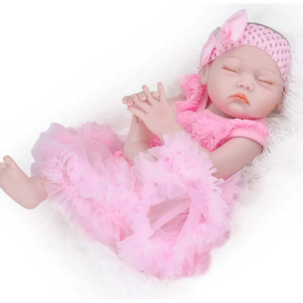 20 дюймов Reborn Baby Doll полный силиконовые Новорожденные куклы закройте глаза