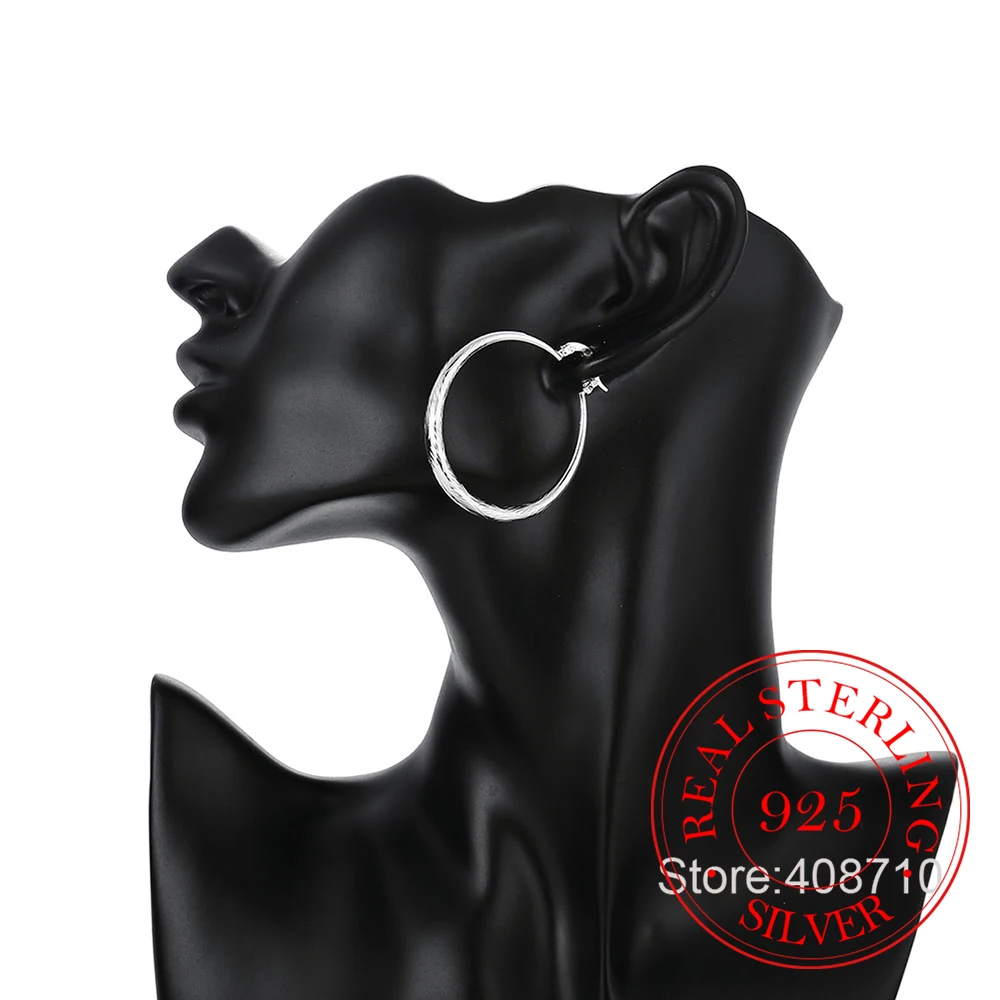 Женские круглые серьги в стиле хип-хоп из серебра 925 пробы пирсинг кольцо 4 см -