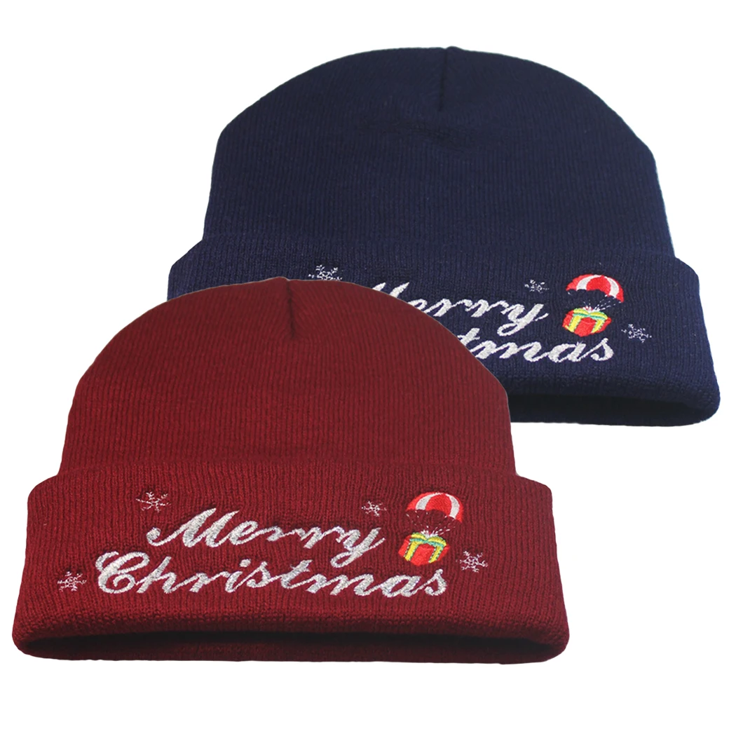 Надпись &quotвеселого Рождества&quot вышивка вязаные шапочки для женщин и мужчин