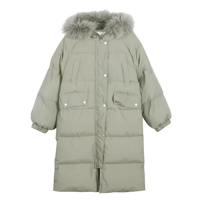 

Cotton-Padded Clothes Women's Large Fur Collar Long Cotton Overcoat Women Winter Korean-Style Thick Warm Cotton-Padded coat