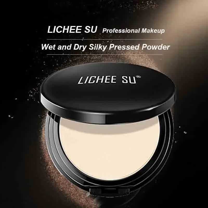 

LICHEE SU Silky Pressed Powder,Oil Control Makeup Powder Foundation,Concealer Setting Contour Waterproof Compact Powder Makeup