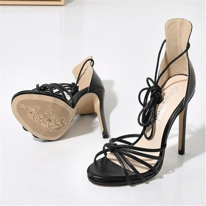 Женские босоножки на высоком каблуке 11 см с острым носком | Обувь