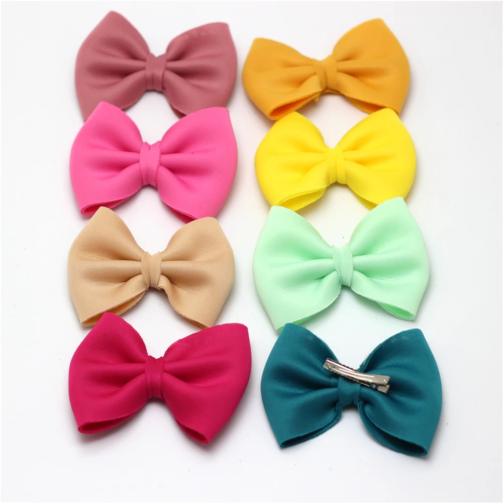 

New Cute Baby Girls Wide Hairbow Barrettes Kids Hairpins Scuba Alligator Clips Cotton Large Bow Hair Pins for Kids Pin Up Girl