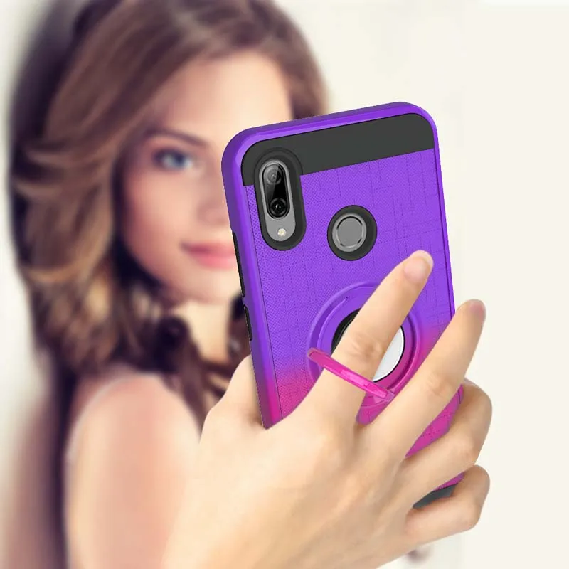 

Colorful Hard Case For Huawei Y5 Y6 Y7 Y9 Prime 2019 Hybrid Shockproof Armor Cover For Huawei Y6 Y7 Pro 2019 Ring Magnetic Case