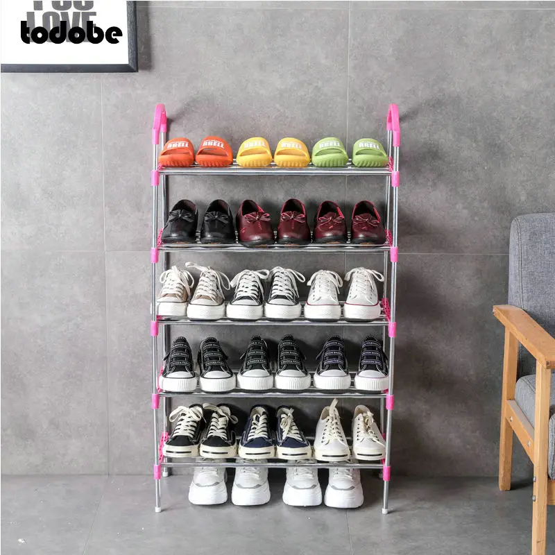 Многослойная простая полка для обуви может быть перемещены с поручнем дома и