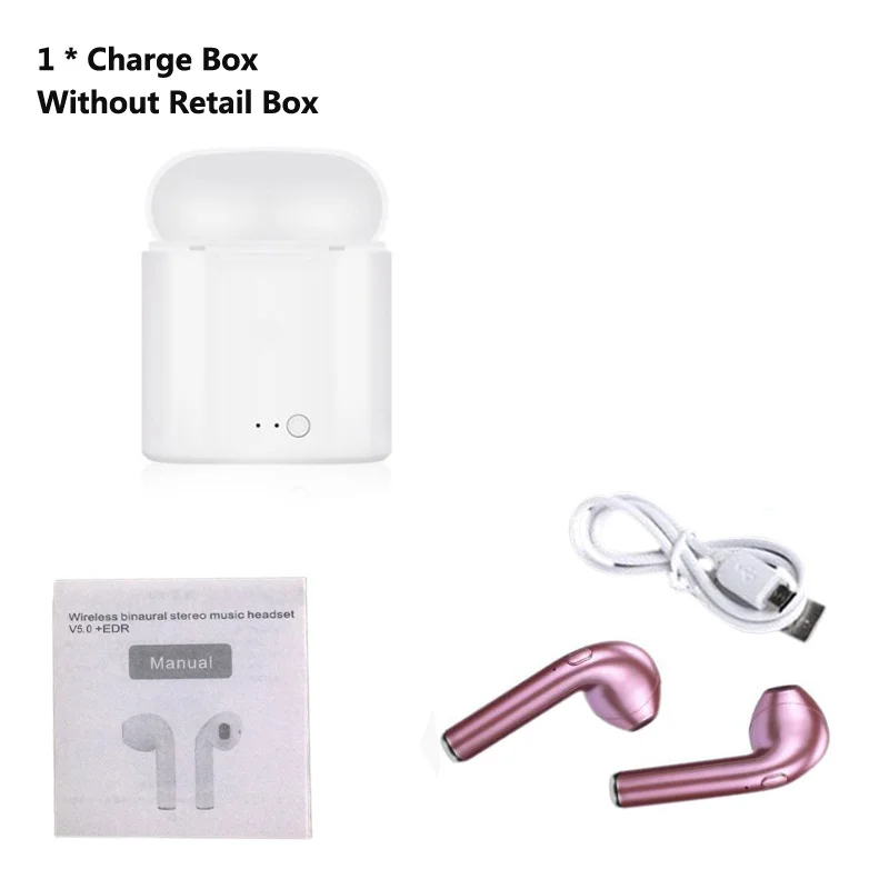 Charge Box 2 Rose TWS i7S беспроводные наушники-вкладыши Bluetooth V5.0 гарнитура музыкальные наушники-вкладыши с зарядкой для iPhone Xiaomi всех смартфонов - Цвет: Charge Box 2 Rose