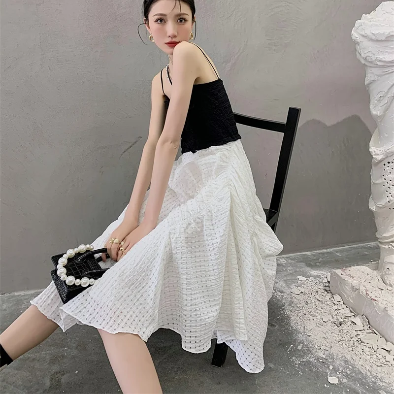 

French Style Design Temperament Dress Spring Summer New Simple Patchwork A Line Dresses for Women Slim Wasit All Match Robe