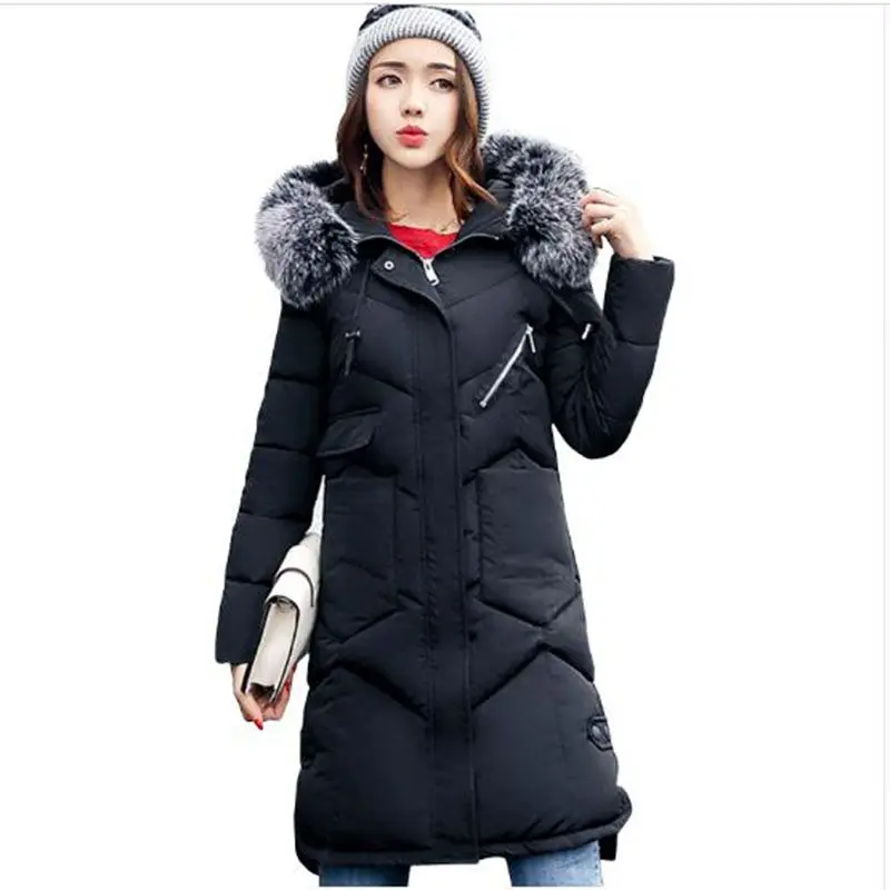 2019 winter women hooded coat fur collar thicken warm long jacket female outerwear parka ladies chaqueta feminino