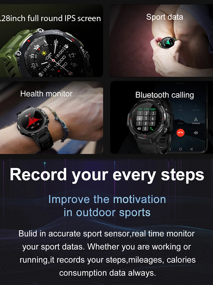 Смарт-часы Xiaomi с сенсорным экраном 1 28 дюйма Bluetooth IP68 | Электроника