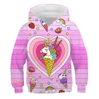 4 14 years children unicorn cartoon theres little unicorn in the ice cream sweatshirt boys girls tops kids high quality hoodies